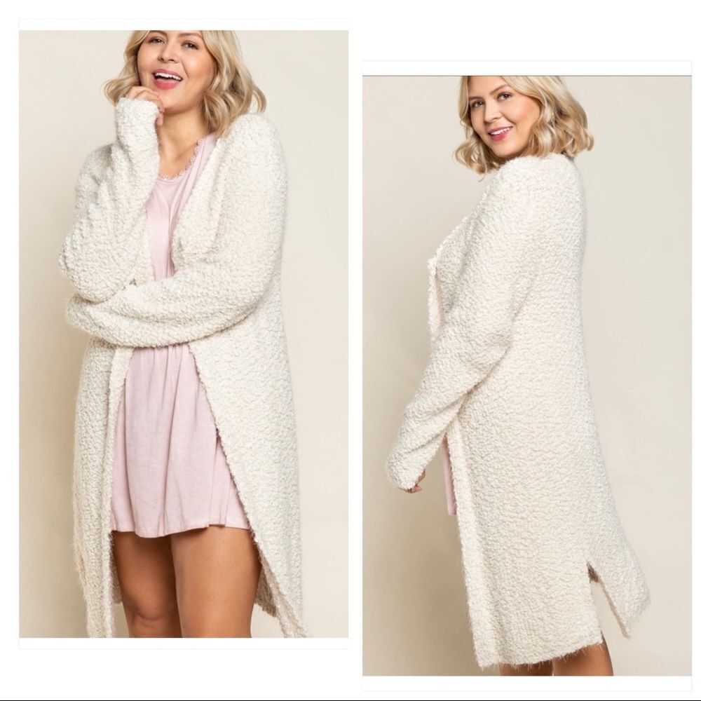 𝅺OFF white Alpaca Mohair Look Knit Cardigan